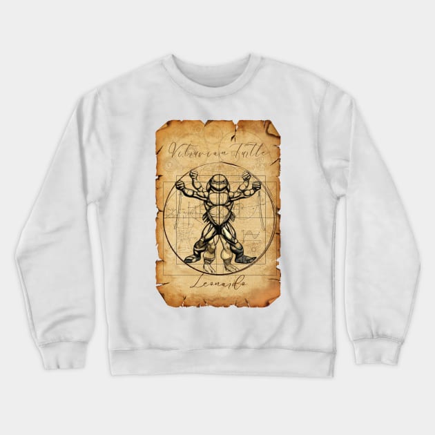 TNMT Leonardo Vitruvian Man - Teenage Mutant Ninja Turtles Crewneck Sweatshirt by Simontology